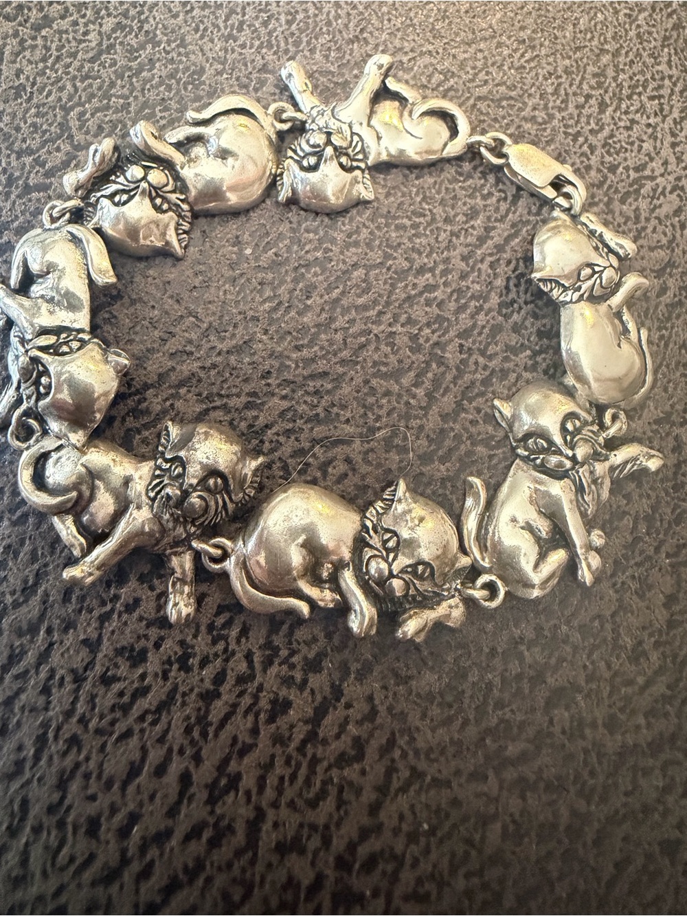 Sterling Cat Lover Bracelet Signed Kabana Kitty Kittens Sterling Silver 925